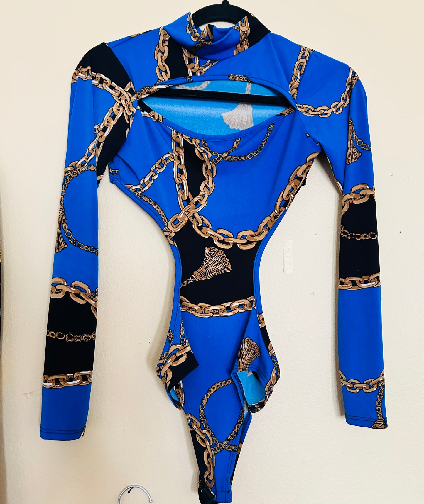 Blk/wBlue Link Cutout Bodysuit S