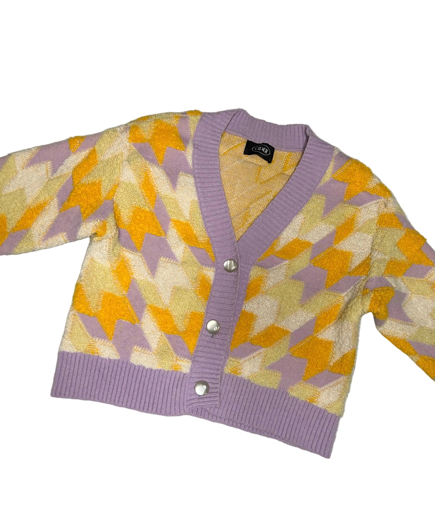 Lilac/Yellow Sweater Cardigan M