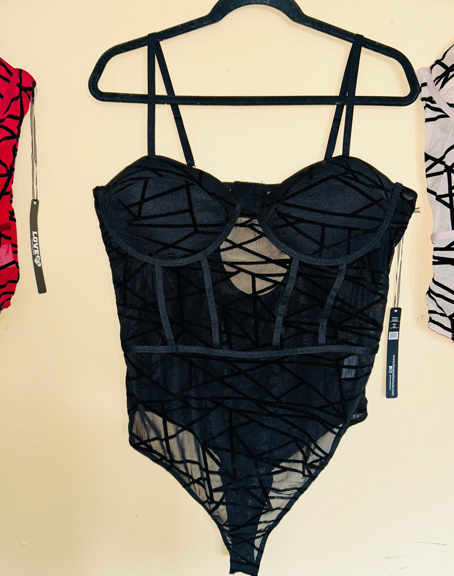 Bustier Velvet Mesh Black Bodysuit *BRAND NEW W/TAGS*