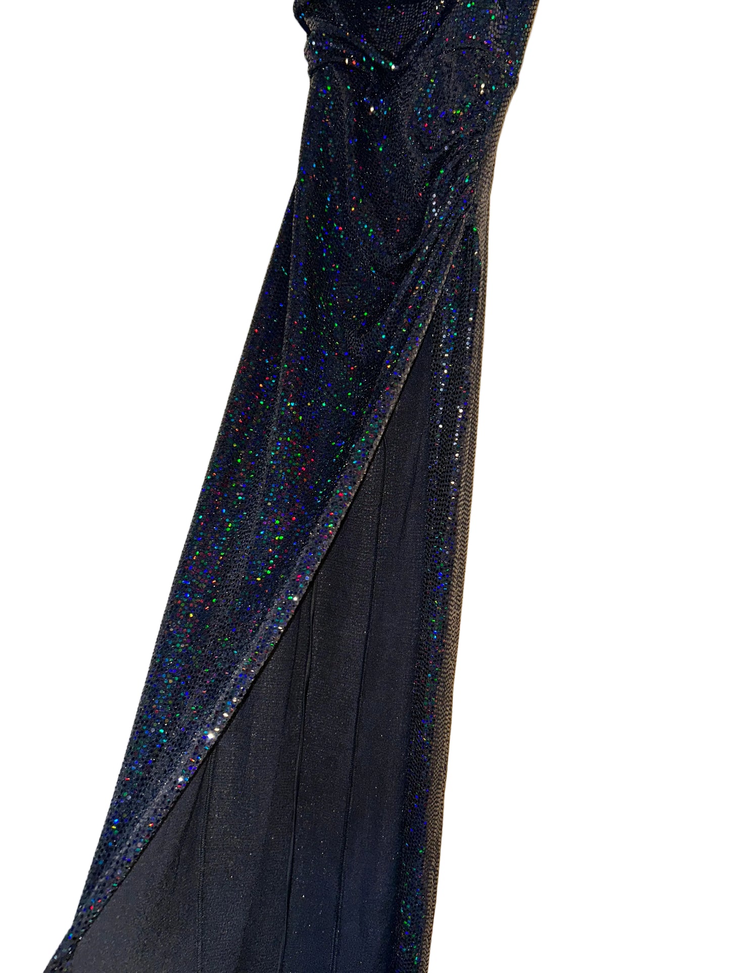 Blue/Green Sparkly High Slit Long Dress XS