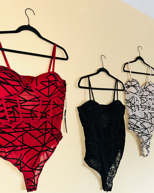 Bustier Red Velvet Bodysuit *BRAND NEW W/TAGS*