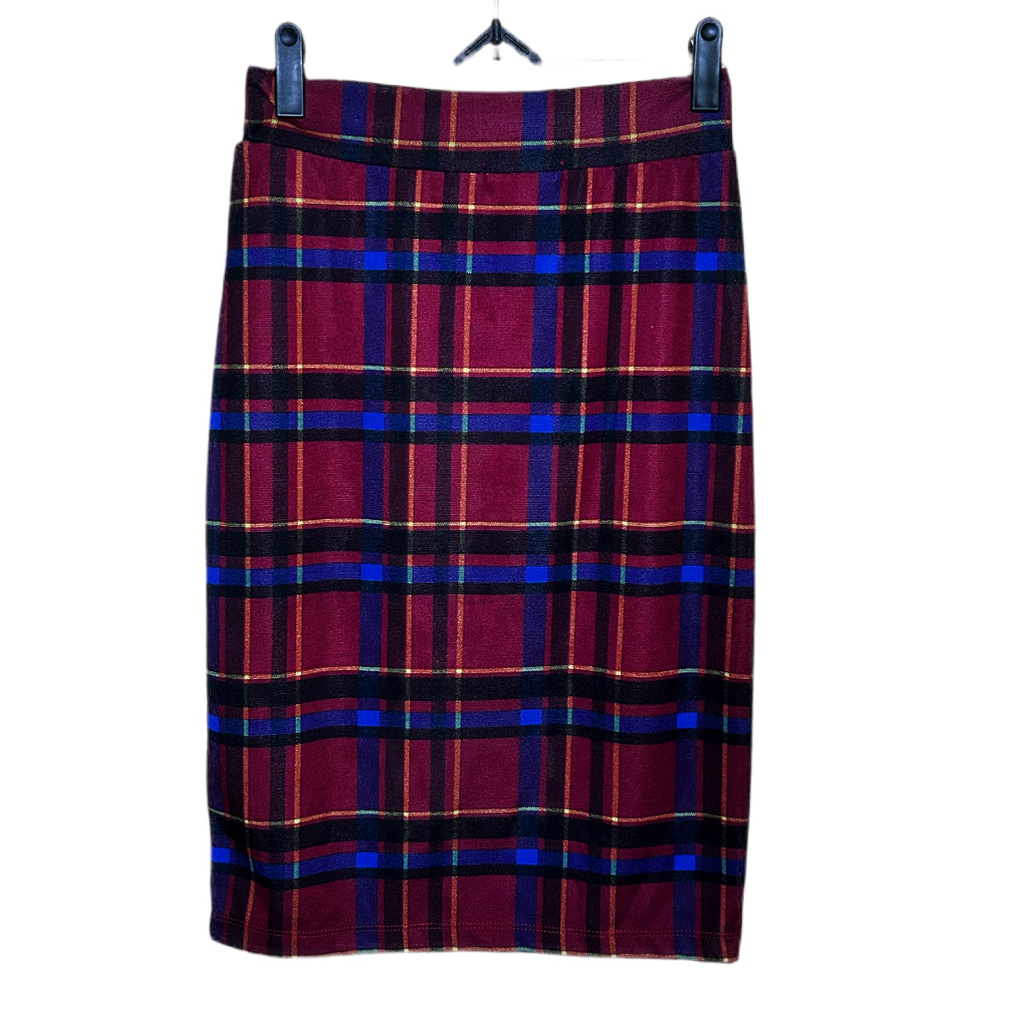 Maroon/Blue Pencil Skirt Plaid S/M
