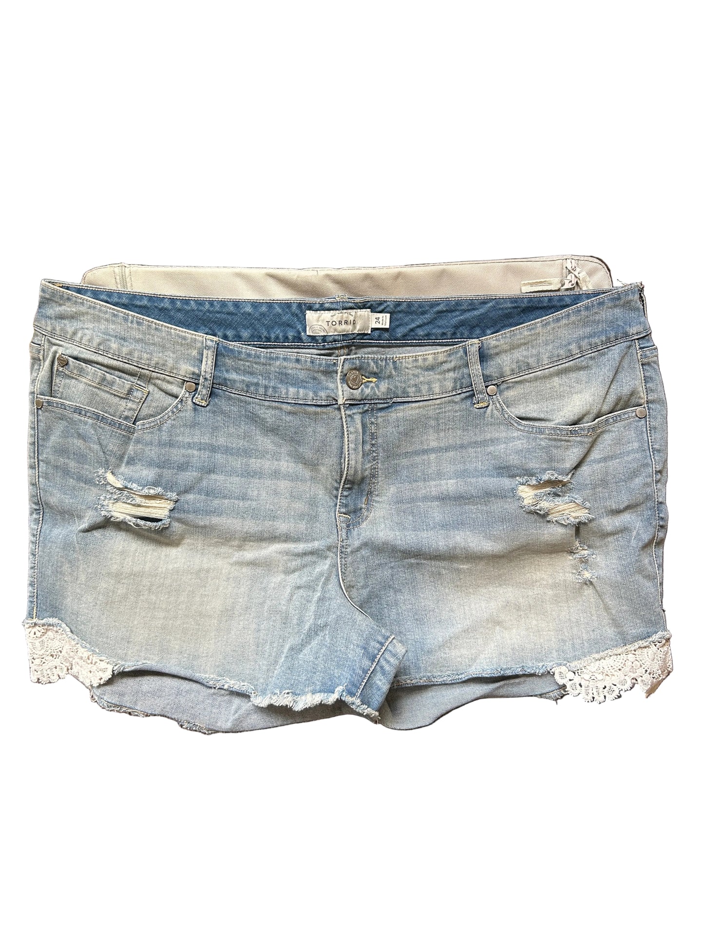 X4 Denim Lace Shorts 28