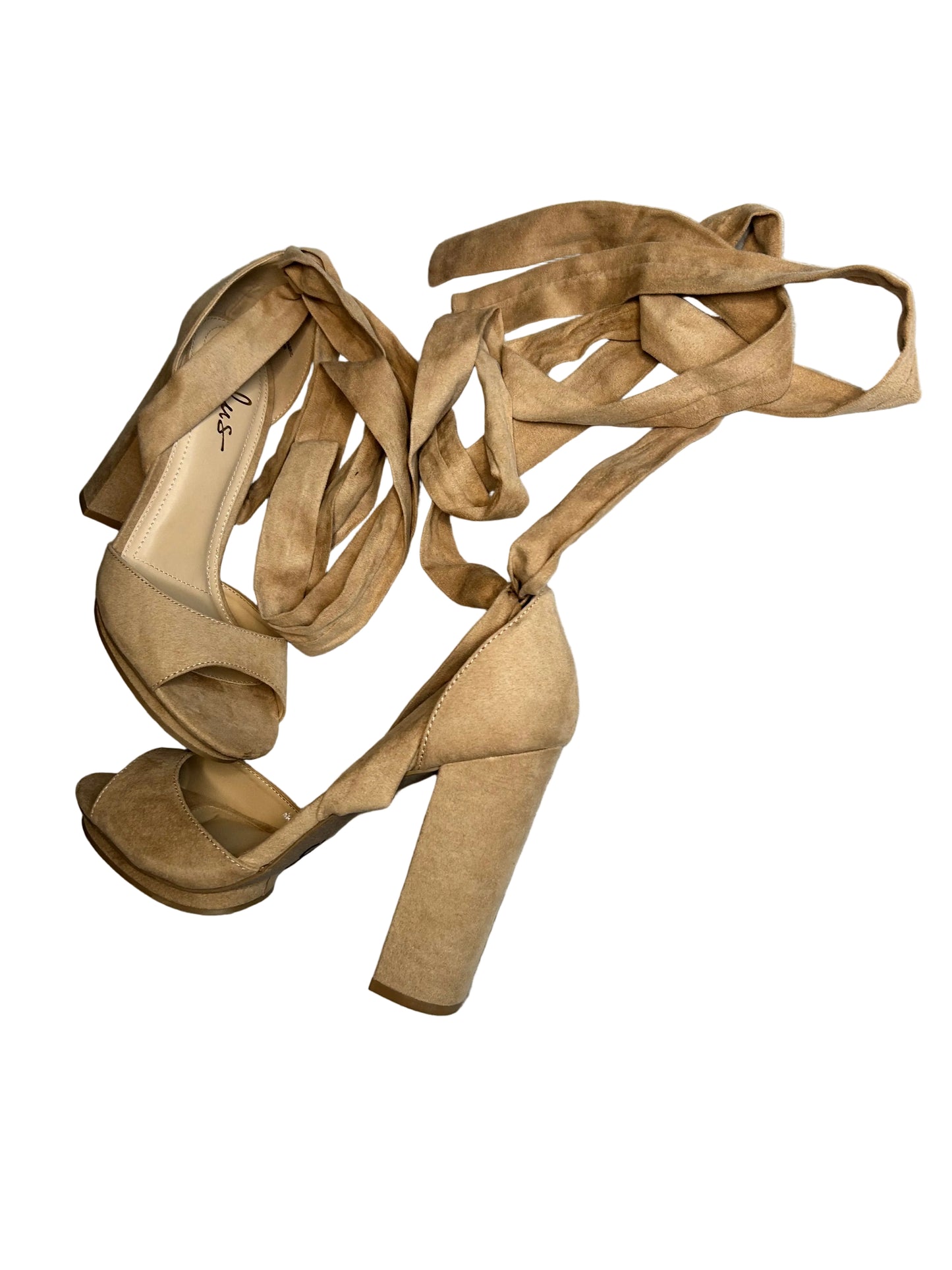 Tan Strappy Block Heels 9