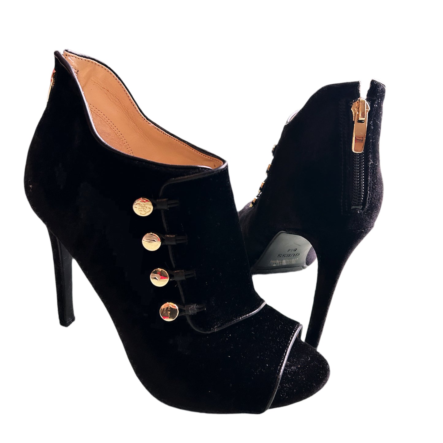 Black Guess Open Toe Booties 8