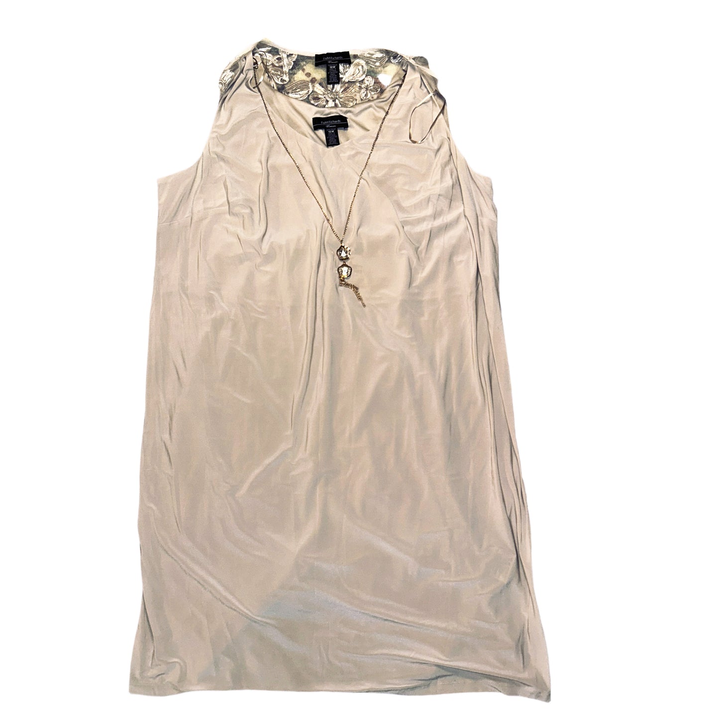 Champagne Dress and Cover w/Necklace 1XL