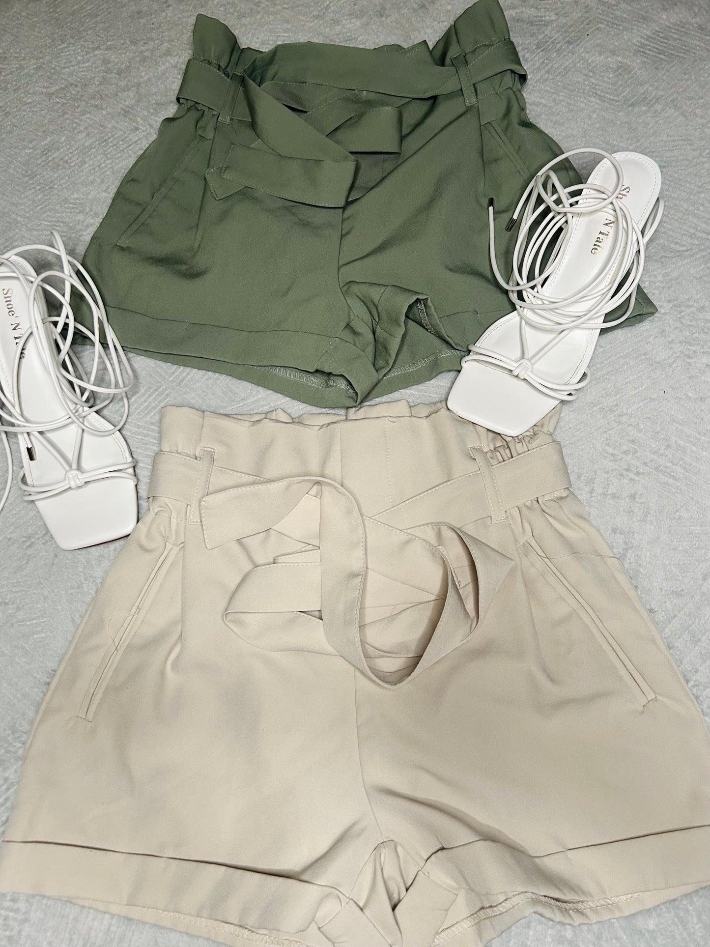 Light Grey Tieup Shorts M