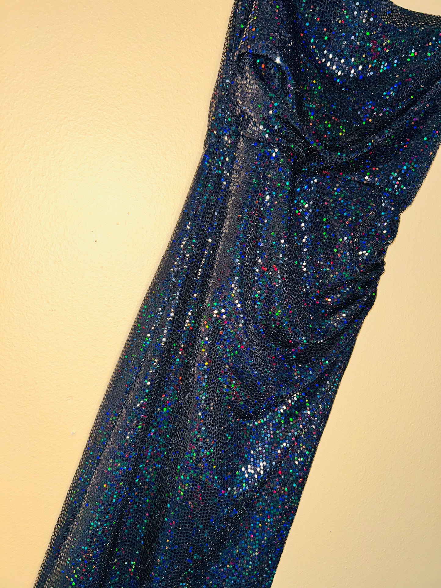 Blue/Green Sparkly High Slit Long Dress