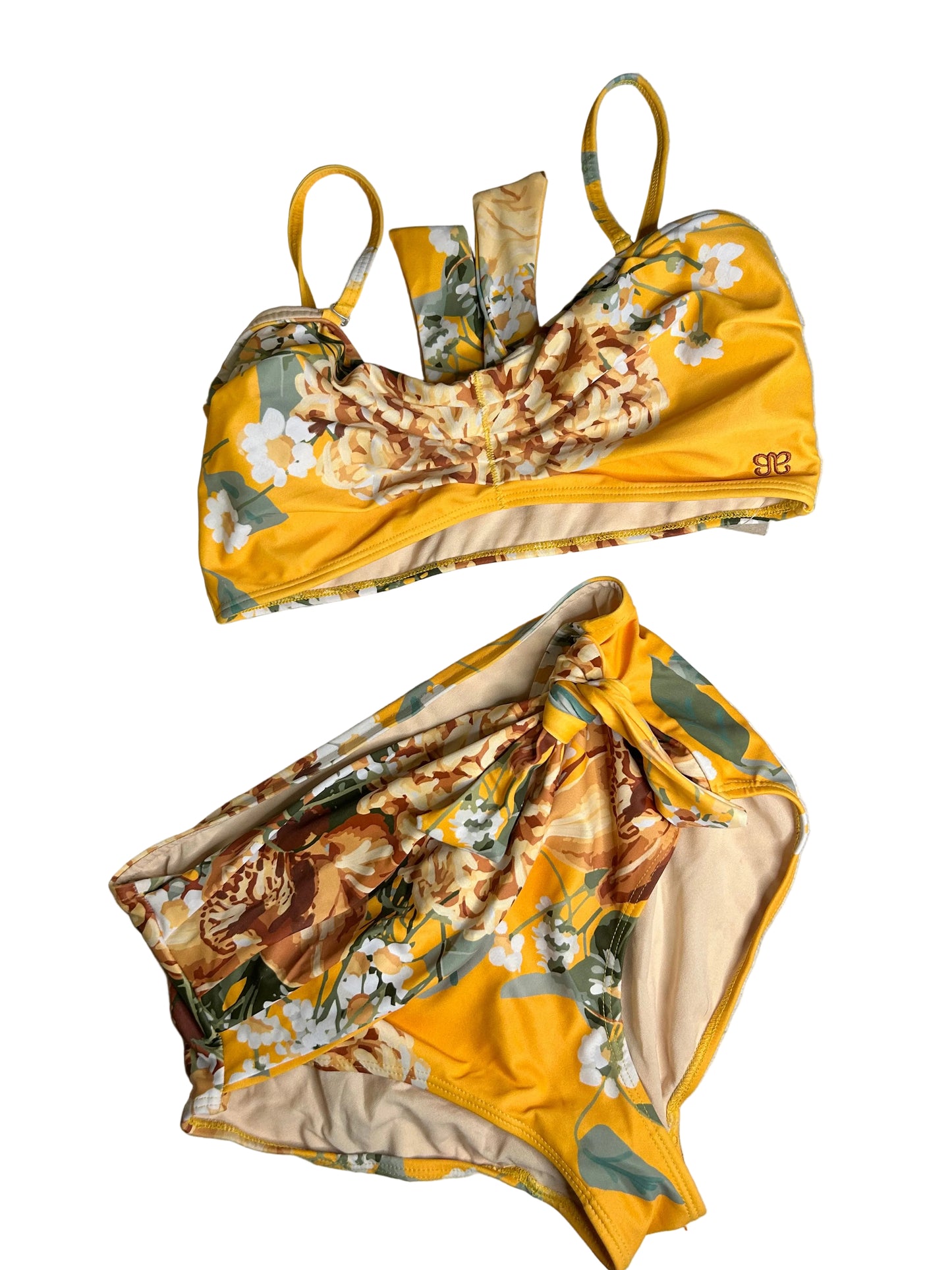 Gold Floral Swimsuit M