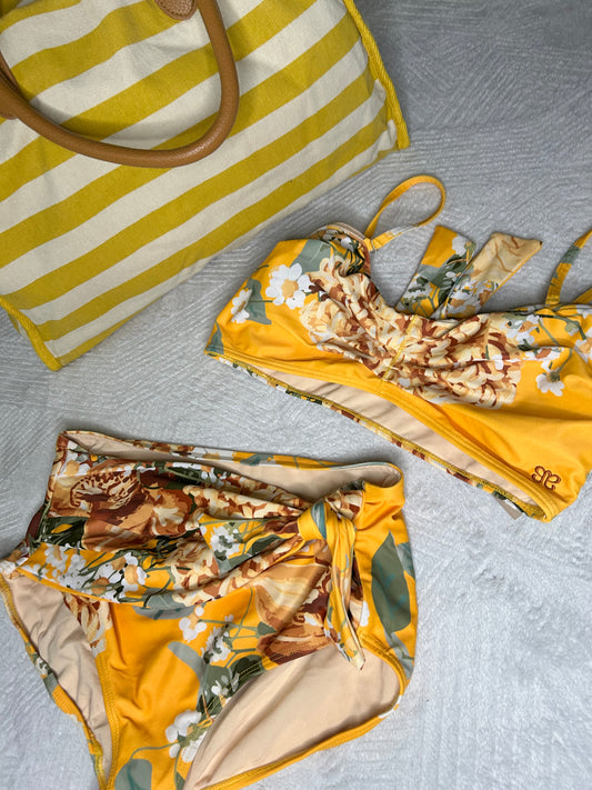Gold Floral Swimsuit M