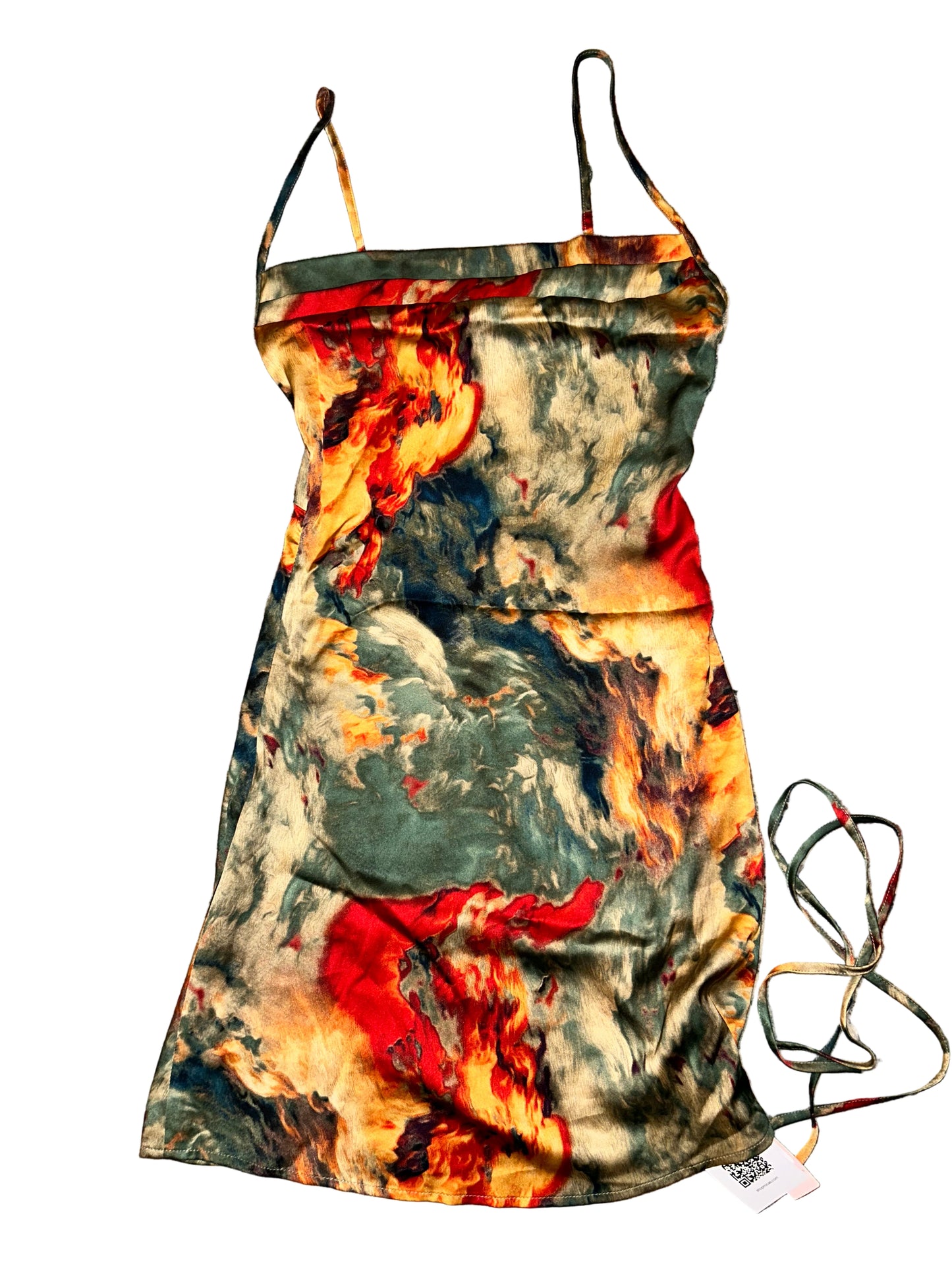 Classy Red/Green Satin Dress XS