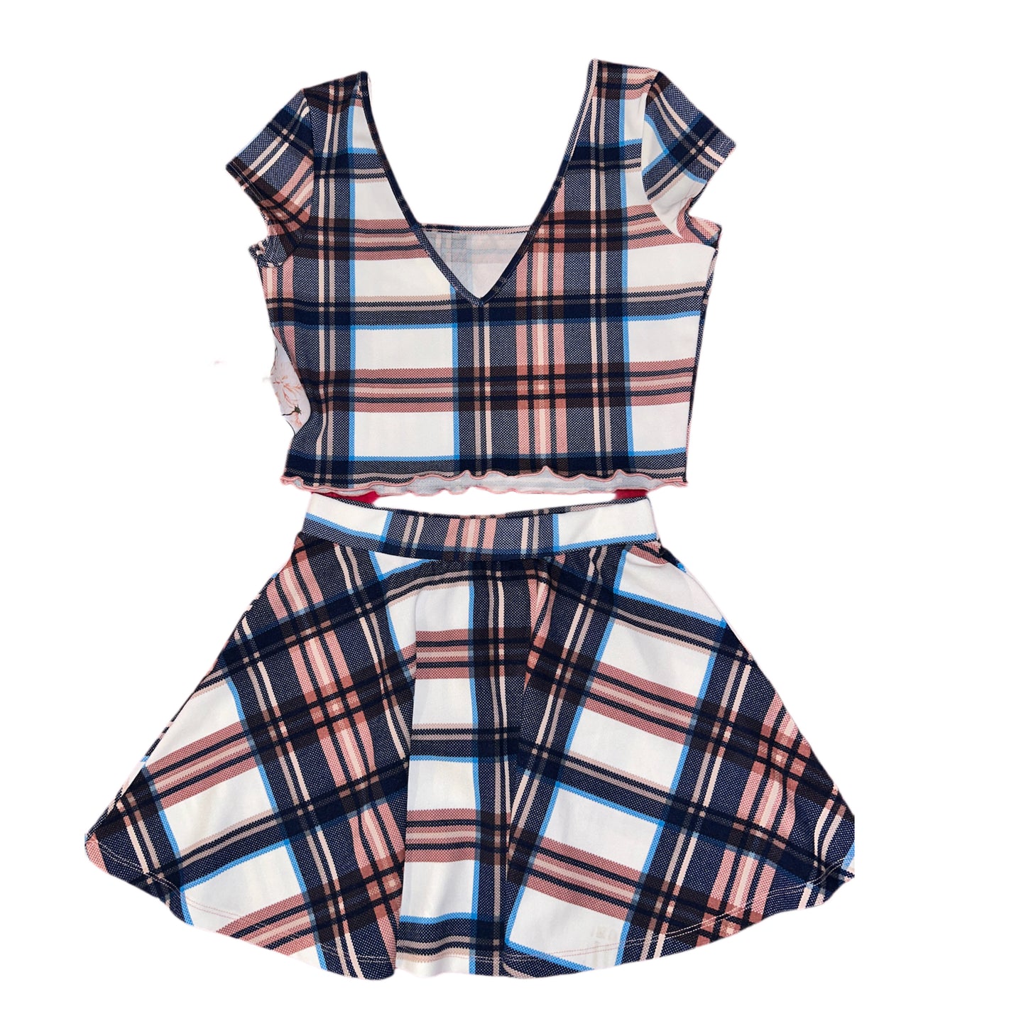 Pink/Blue Plaid Skirt Set *New*