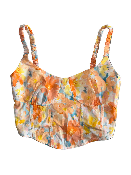 Orange/Blue Floral Top S
