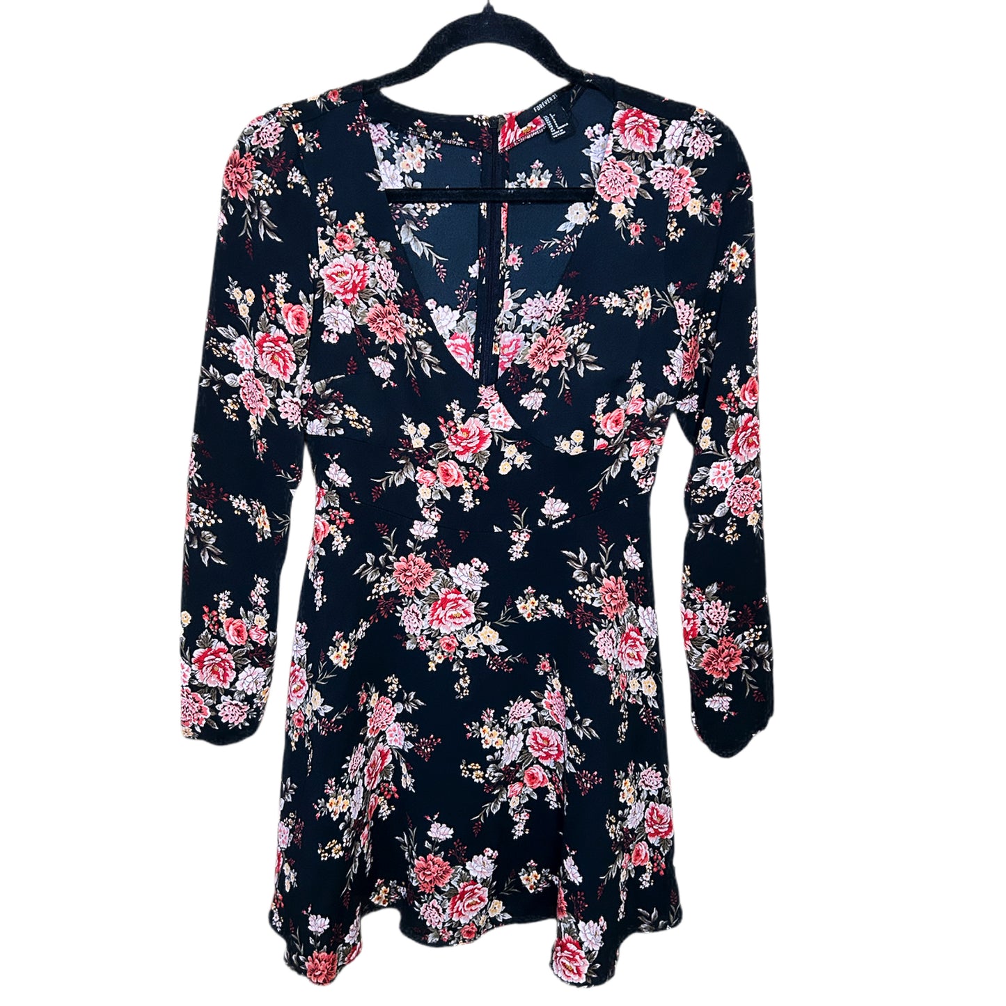 Floral Flowy Blk/Pink Dress
