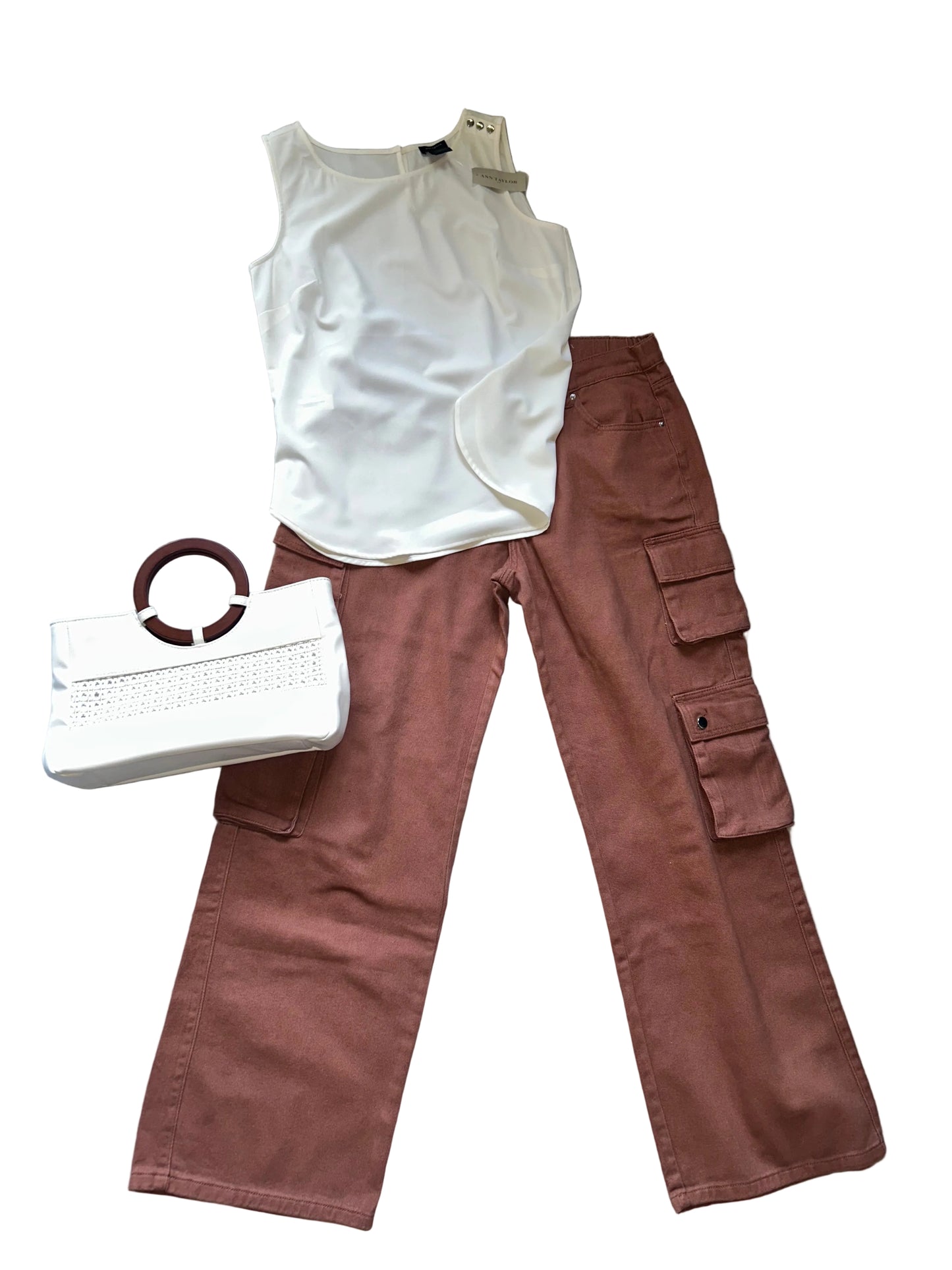 Cream Wood Handle Bag