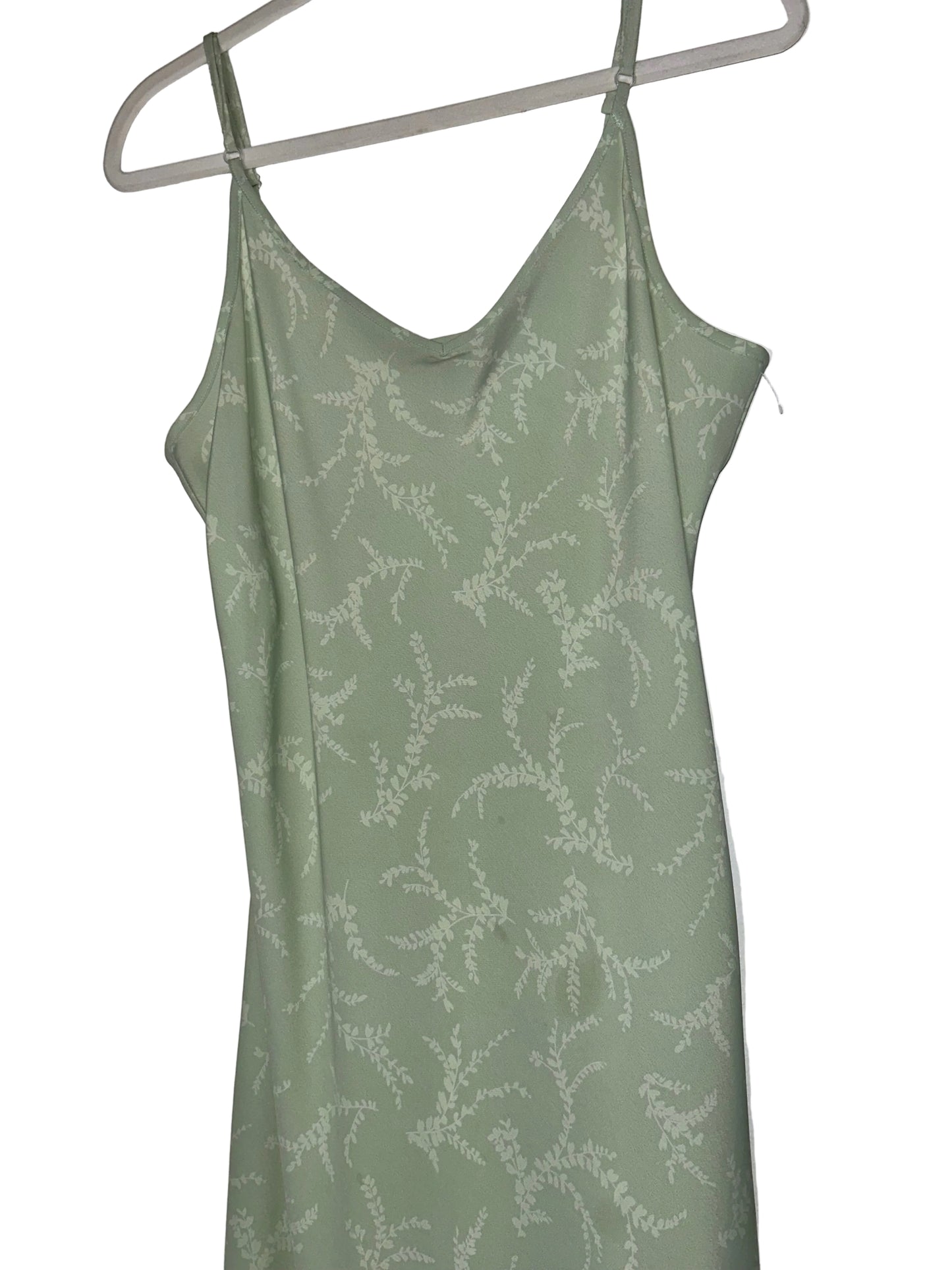 Light Green Long Floral Print Dress L