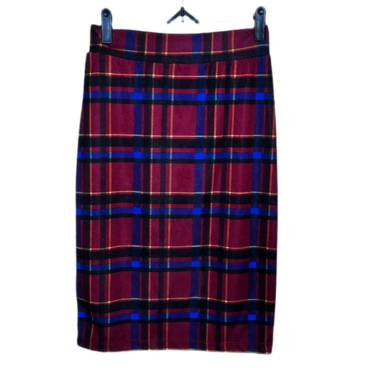 Maroon/Blue Pencil Skirt Plaid S/M