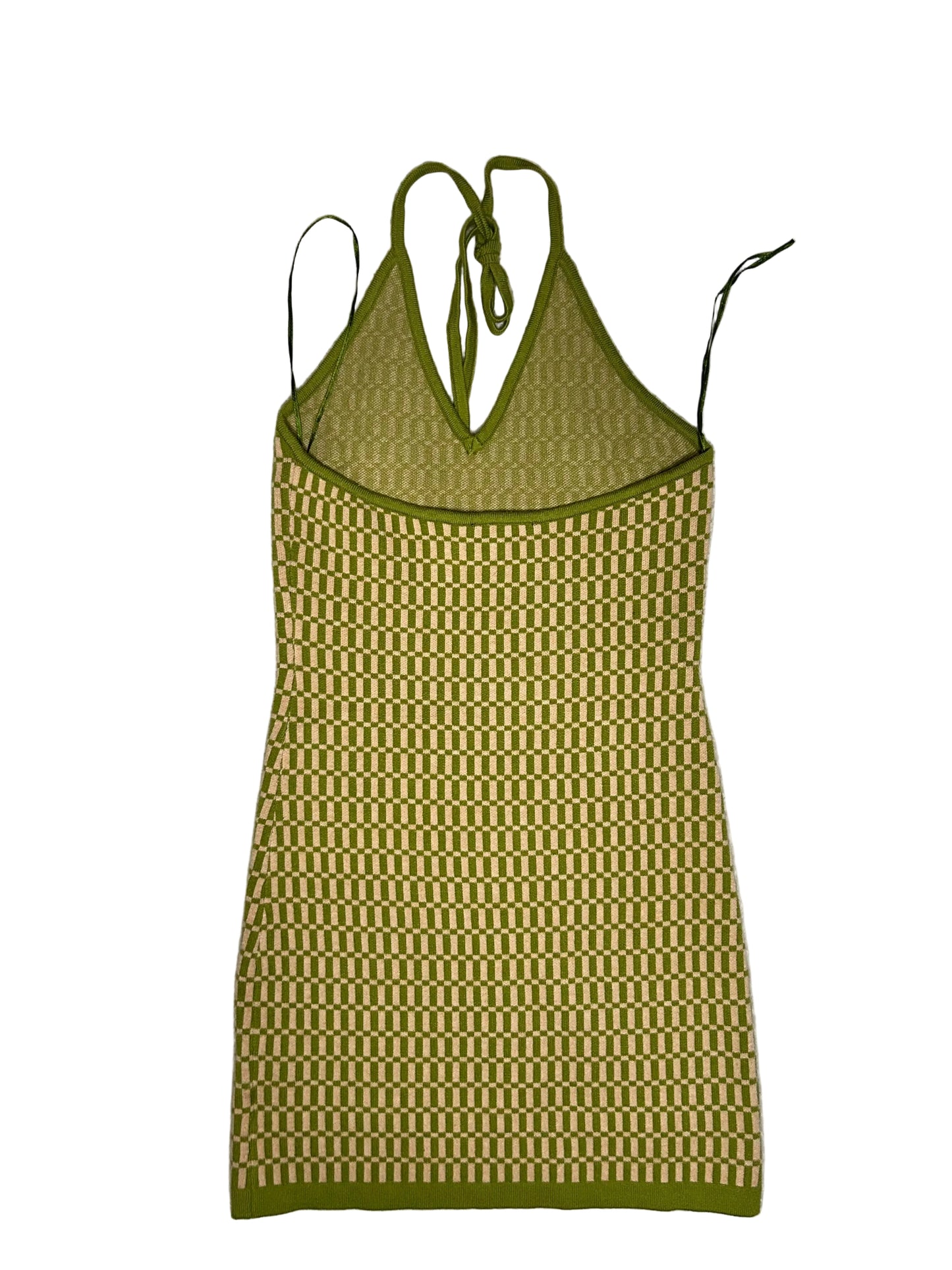 Green/Beige Design Halter Dress S