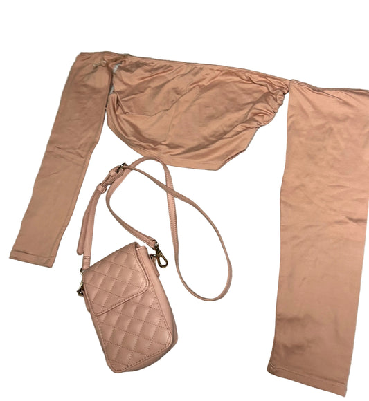 Blush Open Shoulder Longsleeve Crop Top L