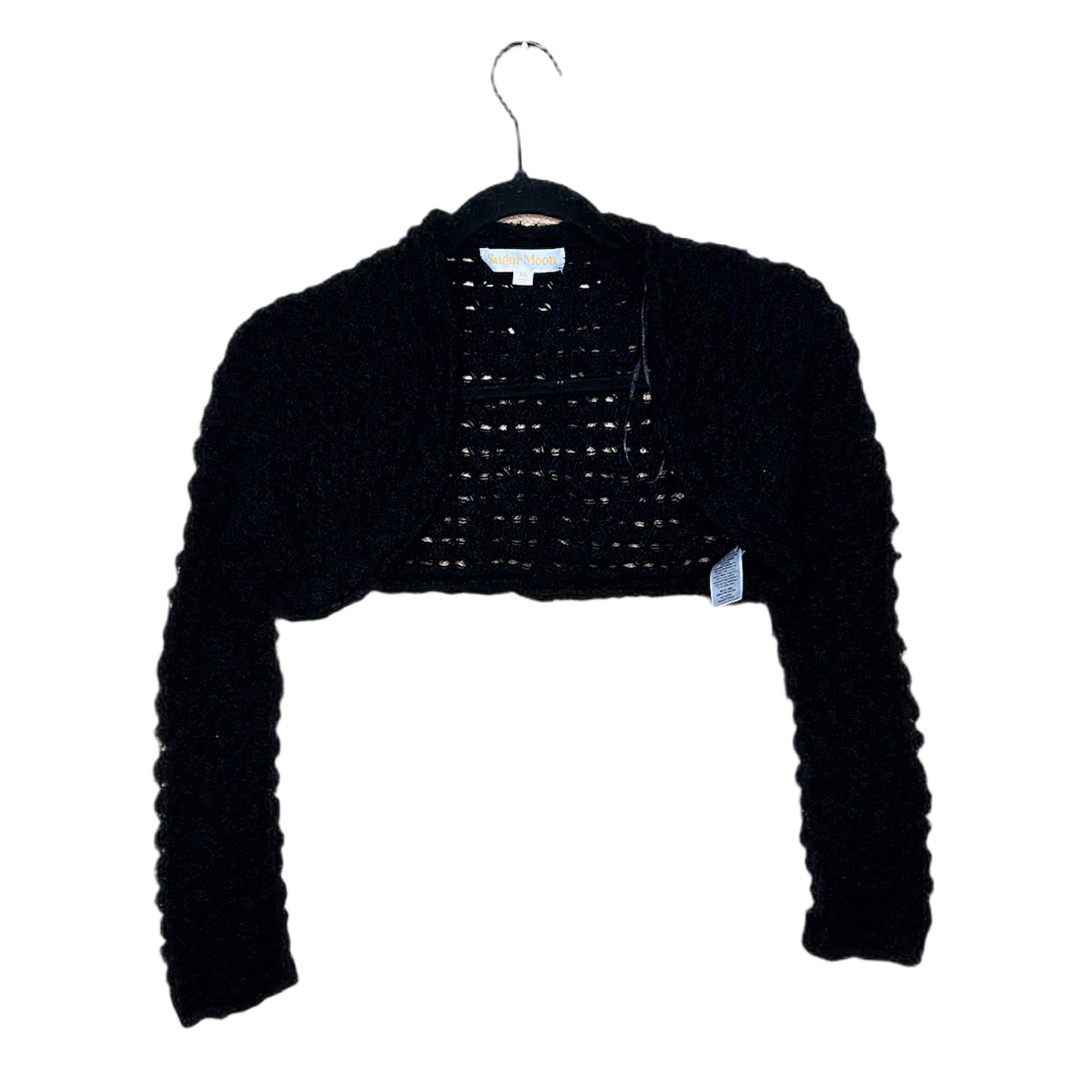 Black Crotchet Longsleeve Top XS