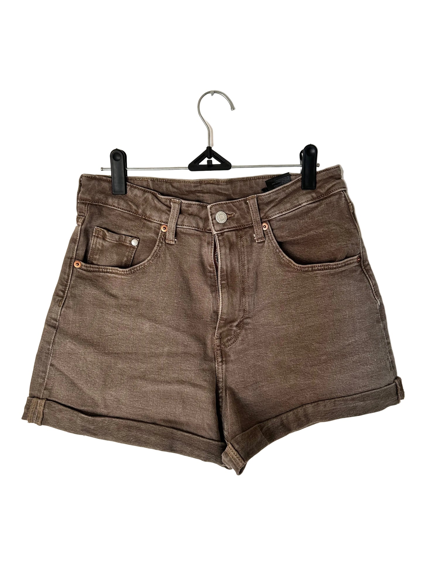 Chocolate Smoke Denim Mom Shorts M