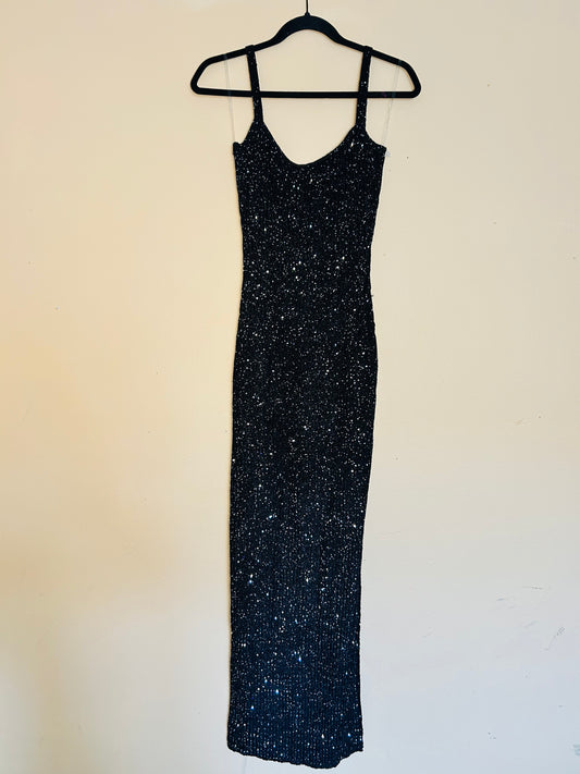 Black Sparkle Long Slit Dress *BRAND NEW W/TAGS*