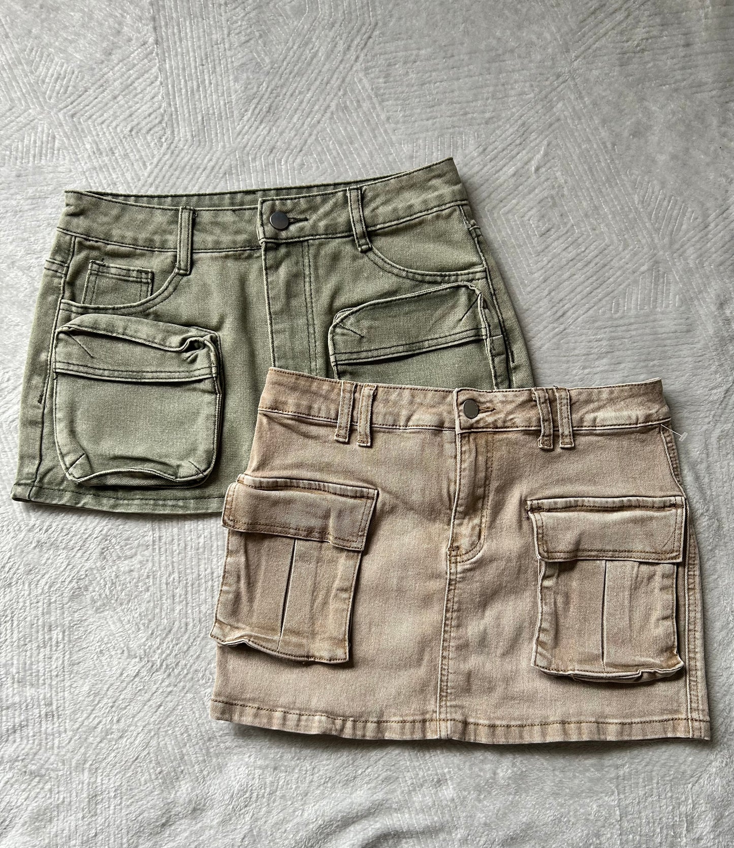 Green Denim Mini Skirt S