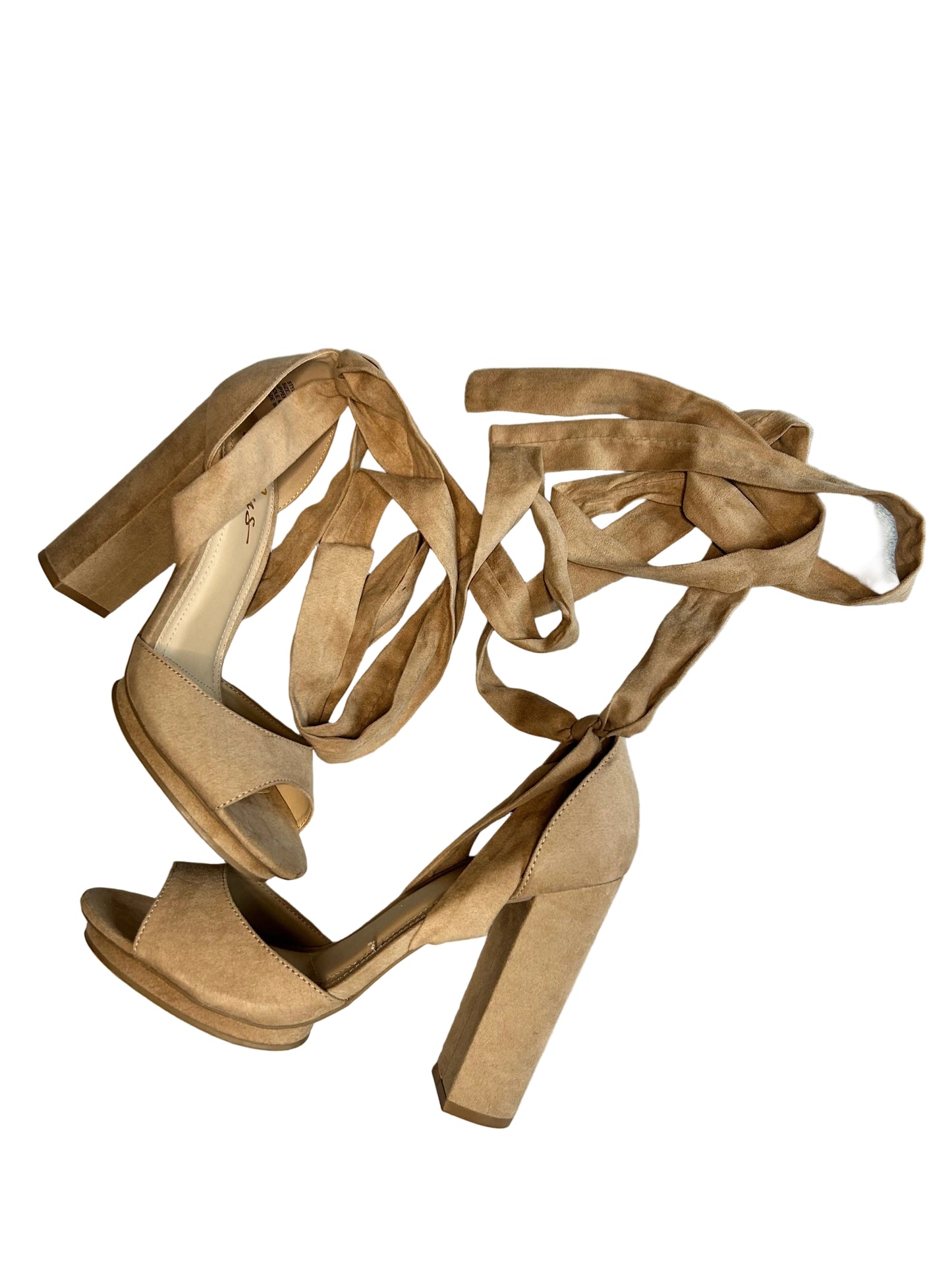 Tan Strappy Block Heels 9