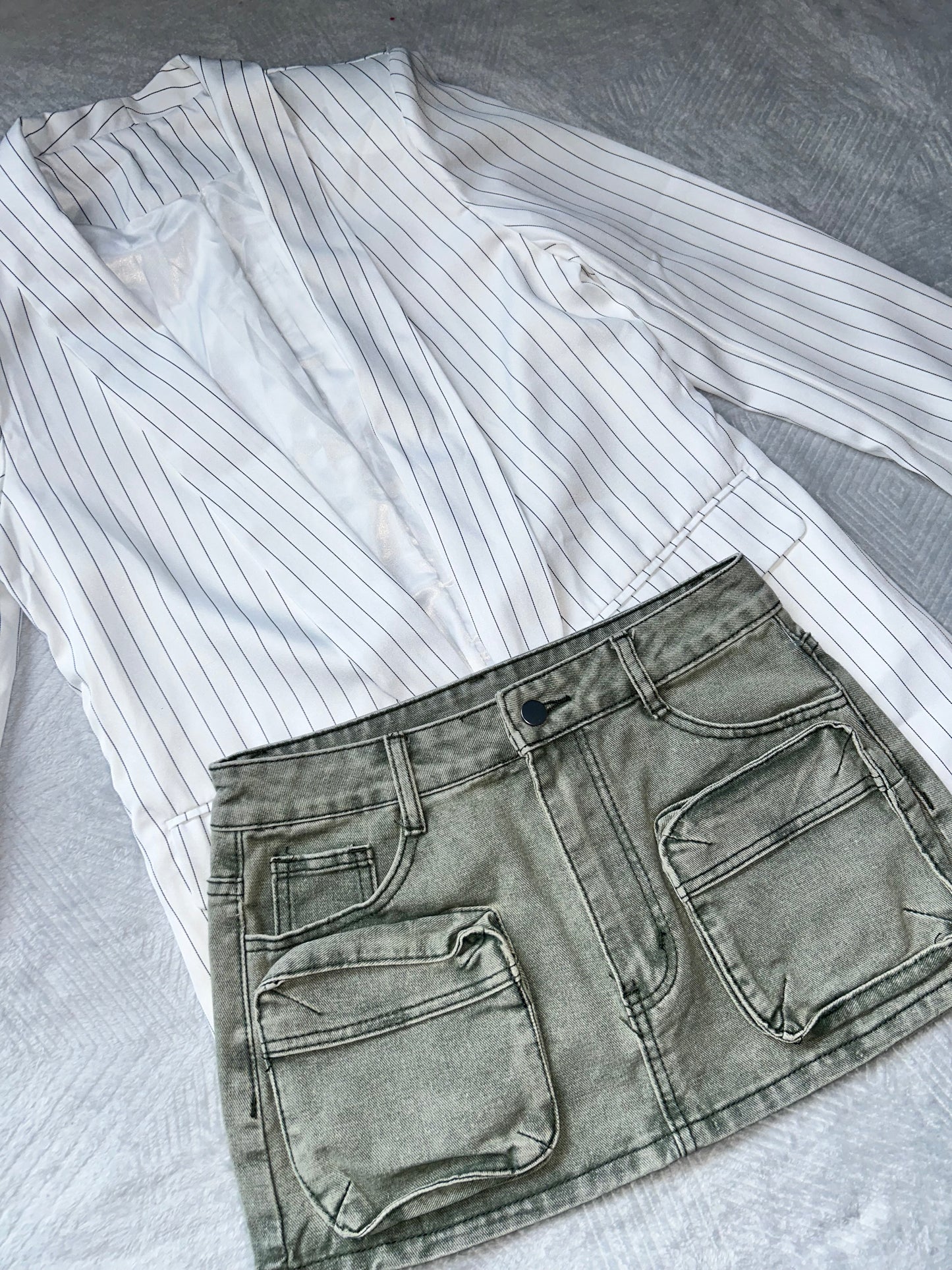 Green Denim Mini Skirt S