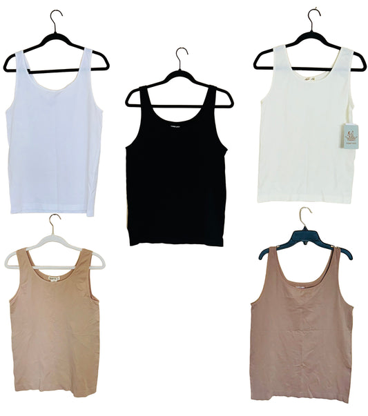 White+Black+Taupe Nylon Tanks 2X/3X
