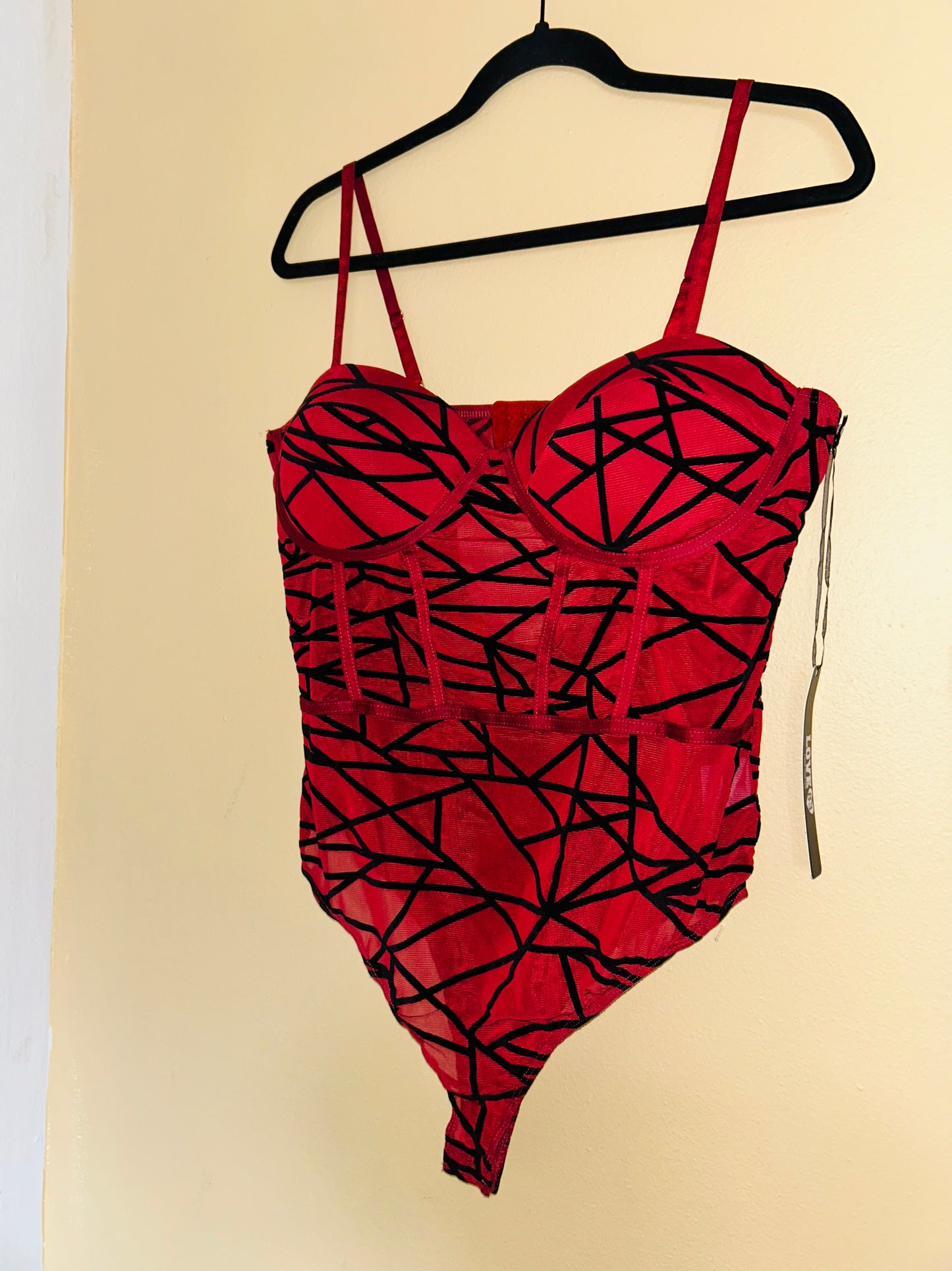 Bustier Red Velvet Bodysuit *BRAND NEW W/TAGS*