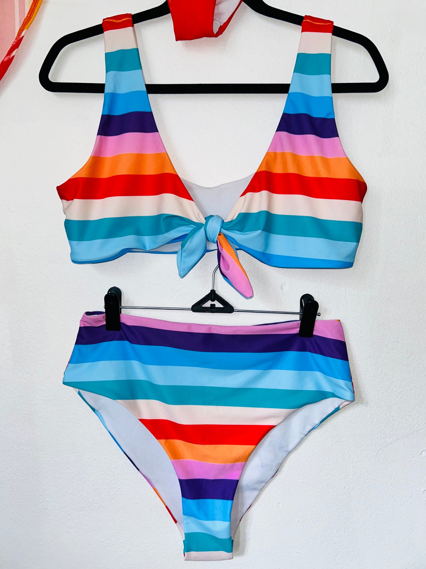 Rainbow Striped Bikini L