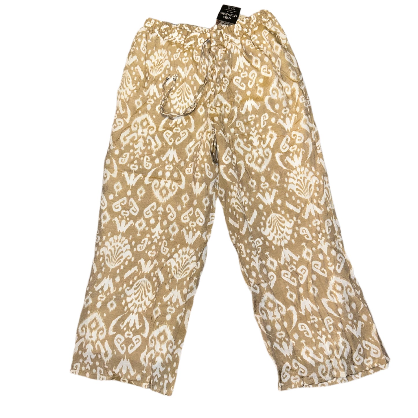 X2 Tan/white Design Chiffon Pants 2X
