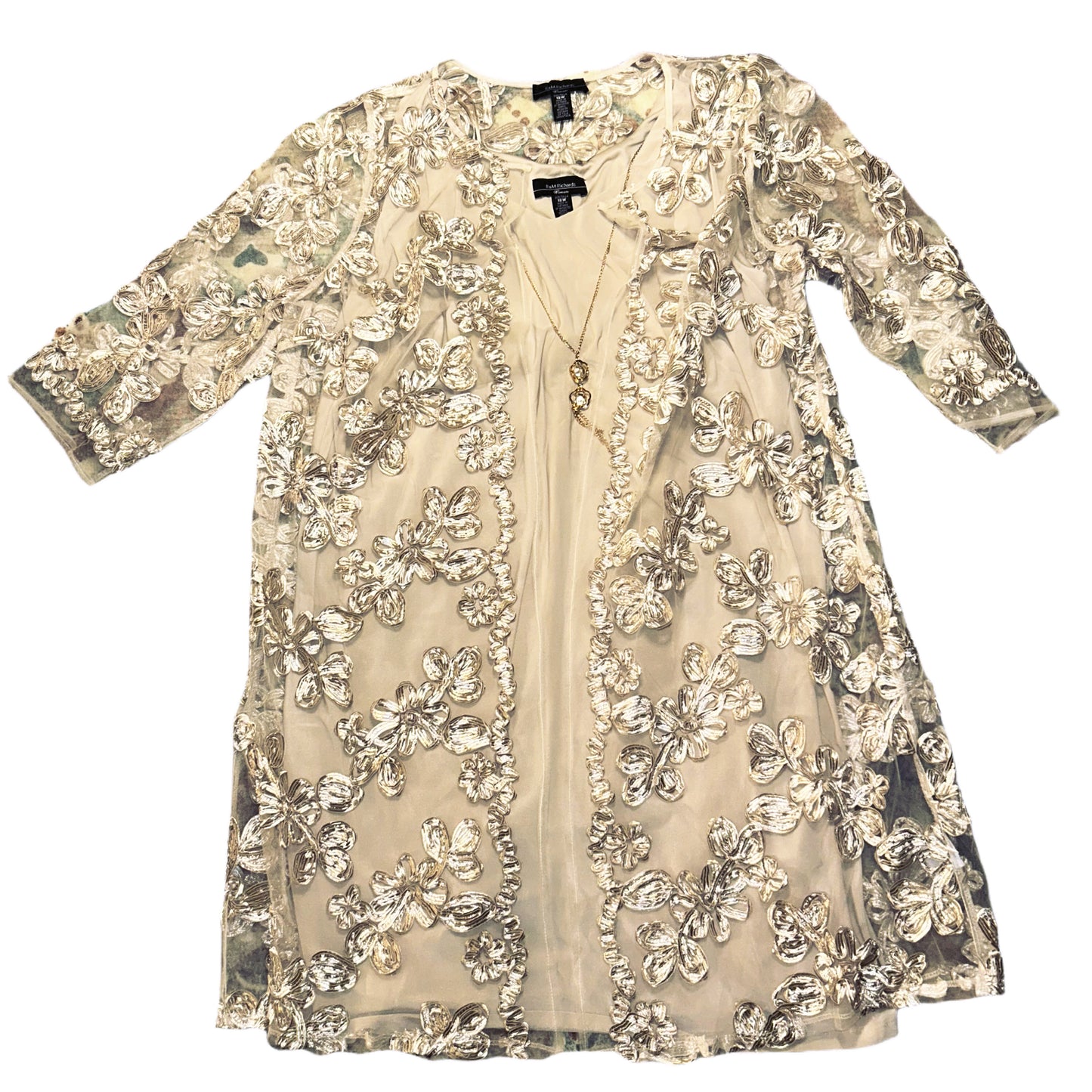 Champagne Dress and Cover w/Necklace 1XL